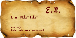 Ehr Máté névjegykártya